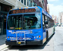 MCTS Route 90 displays 'Let's Go Brewers' on front during game day so riders know it will take them to Miller Park. MCTS Route 90 displays 'Let's Go Brewers' on front during game day so riders know it will take them to Miller Park.