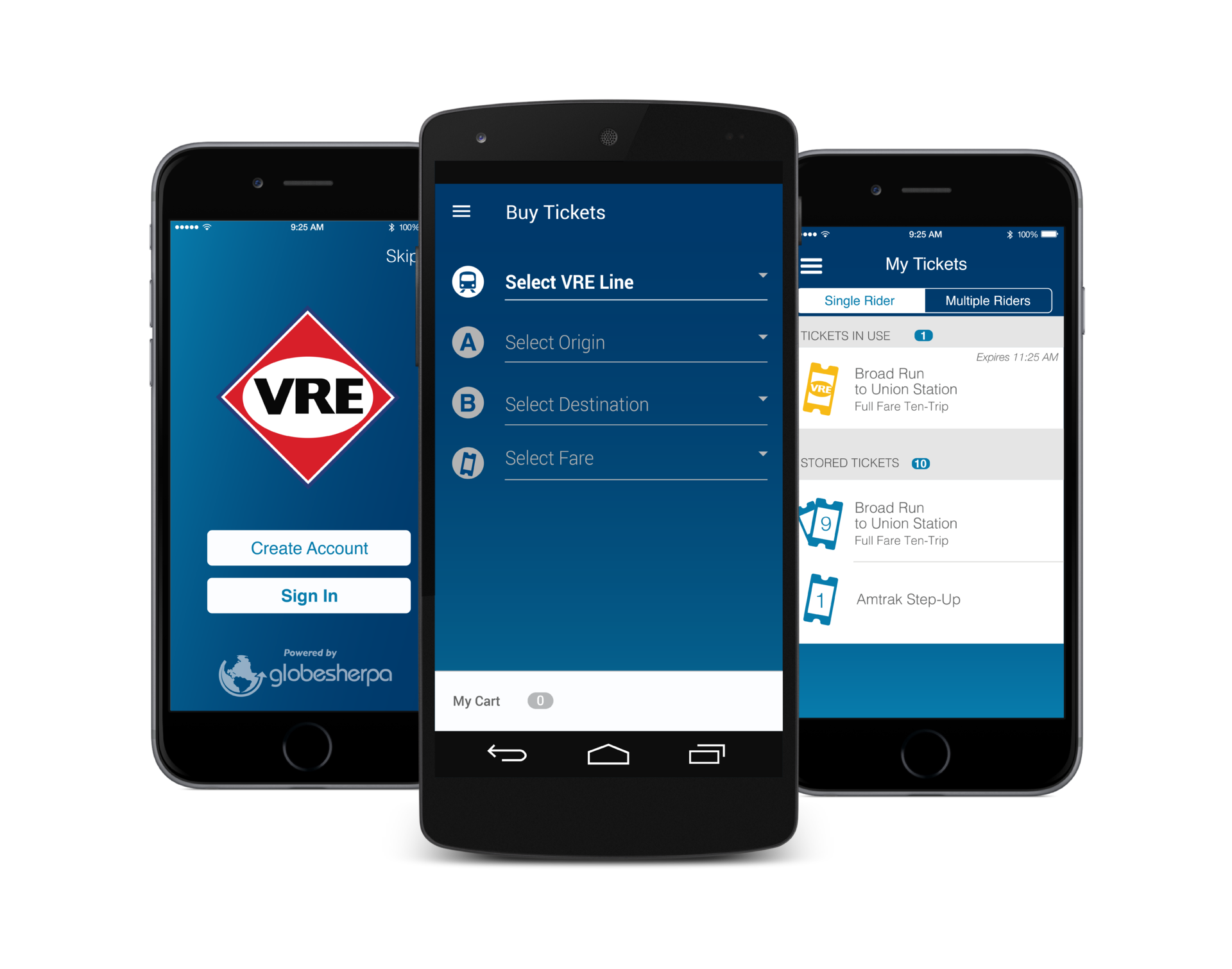 Virginia Railway Express Mobile app, available for free from the Apple and Android app stores, allows riders to buy and use fares anywhere, anytime right from their smartphone.