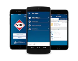 Virginia Railway Express Mobile app, available for free from the Apple and Android app stores, allows riders to buy and use fares anywhere, anytime right from their smartphone. Virginia Railway Express Mobile app, available for free from the Apple and Android app stores, allows riders to buy and use fares anywhere, anytime right from their smartphone.