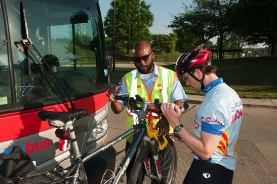 Metro hosted pit stops and U-lock giveaways as part of Bike to Work Day 2015.