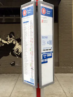 Signage along the MetroRapid corridor is used to provide wayfinding for riders. Signage along the MetroRapid corridor is used to provide wayfinding for riders.