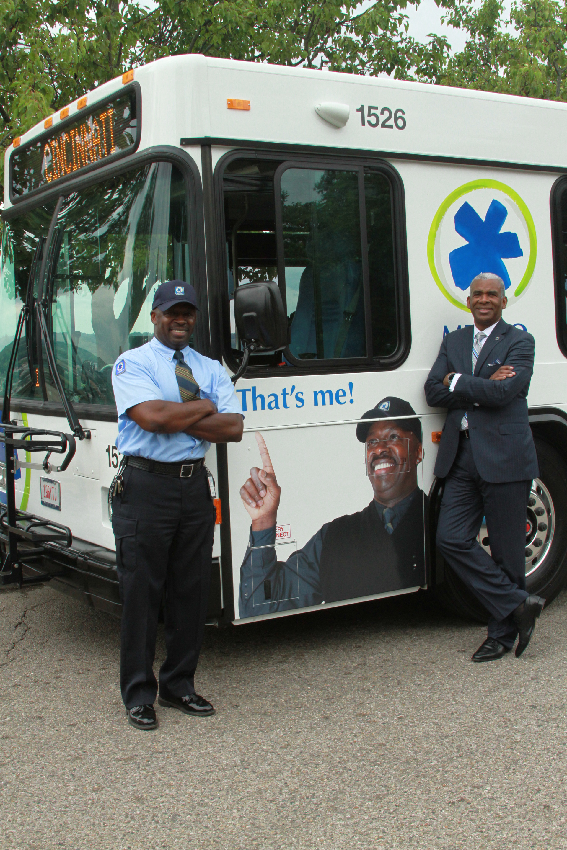 A bus wrap on a Cincinnati Metro bus highlights its operator of the year.