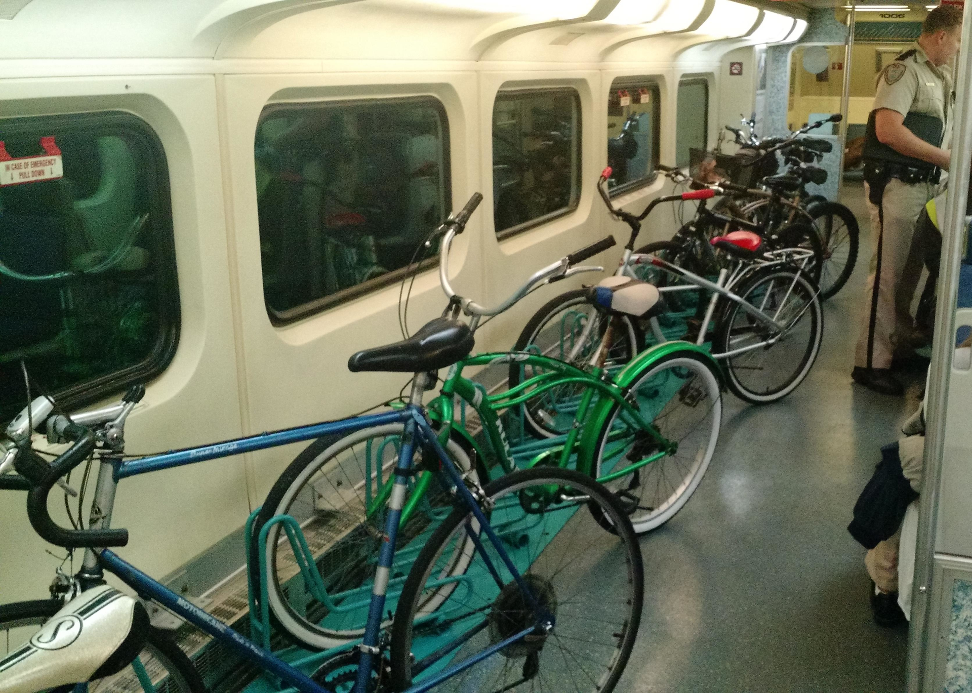 The bike car will be marked with a large bicycle symbol on the outside of the vehicle to help passengers identify the correct car prior to boarding; conductors will also assist with announcements as they arrive at each station.