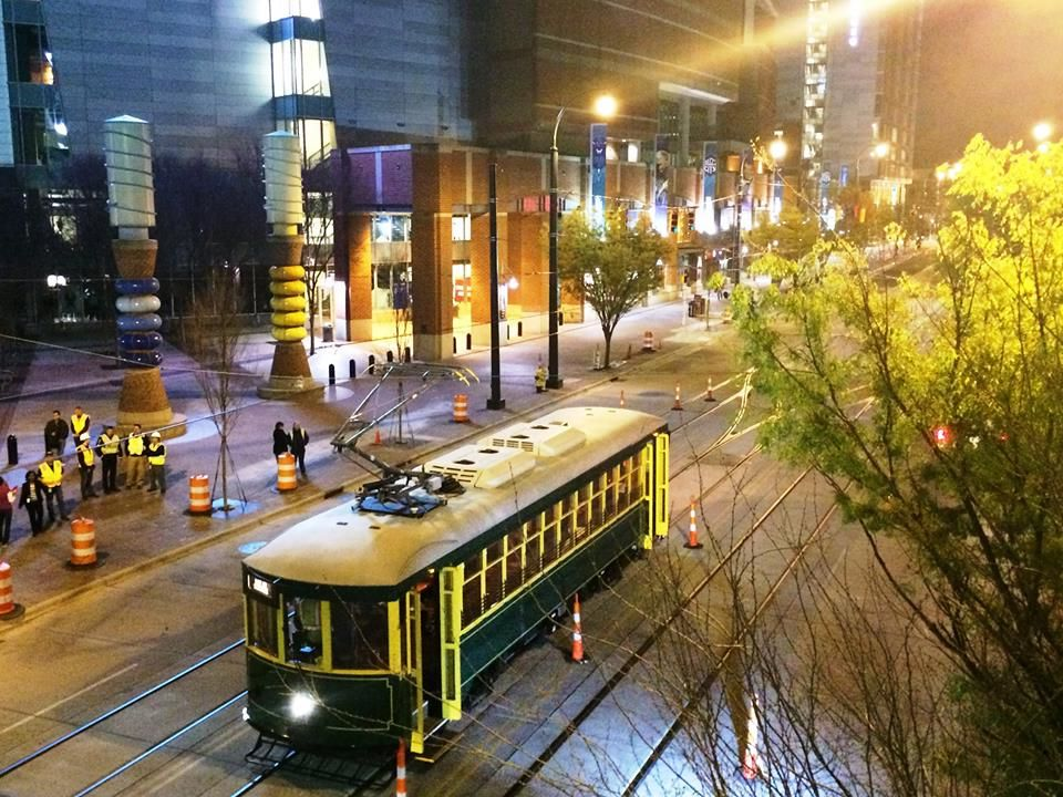 A photo from May of the testing of the streetcar.