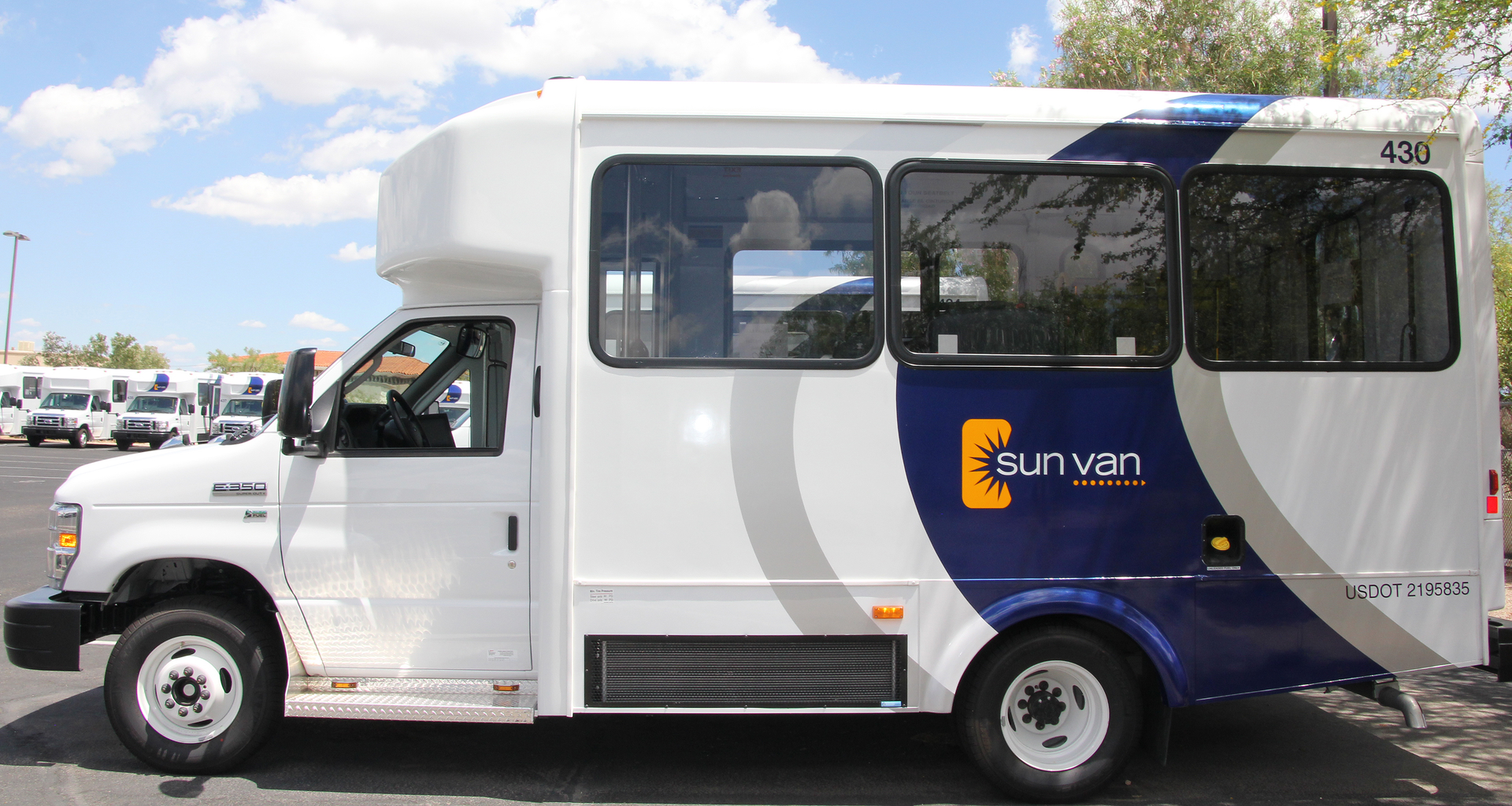 Purchased with funding from the Federal Transportation Administration (FTA) and the city of Tucson, Sun Van received 35 cut-away vehicles built by Glaval at a cost of $90,000 per vehicle.