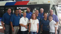 Back row from left to right, Metro President/CEO Tom Lambert, board members Don Elder, Christof Spieler, Chairman Gilbert Garcia, board member Jim Robinson and Mike Lewter (husband of Board member Diann Lewter). Front row, from left to right, board member Sanjay Ramabhadran, Robert Castañeda(husband of) board member Lisa Castañeda, board member Diann Lewter and grandson Mikey Lewter. Back row from left to right, Metro President/CEO Tom Lambert, board members Don Elder, Christof Spieler, Chairman Gilbert Garcia, board member Jim Robinson and Mike Lewter (husband of Board member Diann Lewter). Front row, from left to right, board member Sanjay Ramabhadran, Robert Castañeda(husband of) board member Lisa Castañeda, board member Diann Lewter and grandson Mikey Lewter.