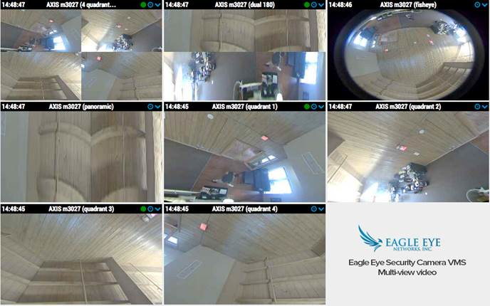 The Eagle Eye Networks Security Camera VMS automatically detects supported multi-view cameras on the network and configures them.