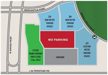 Current and new parking spaces at Metro's Grand Parkway Park & Ride,