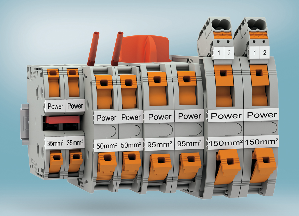 Phoenix Contact has expanded its range of Power Turn high-current terminals to include options with maximum wire sizes from 10 AWG to 250 MCM.
