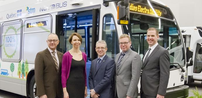 The pure-electric Nova bus STM will use offers a different branding than the rest of the fleet so residents can identify it.