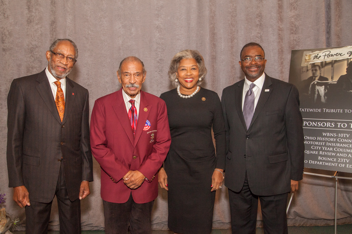 The 11th Annual Statewide Tribute to Rosa Parks panelists and hosts from left to right, Dr. Robert Lee Wright, Congressman John Conyers, Jr., Congresswoman Joyce Beatty and Curtis Stitt.