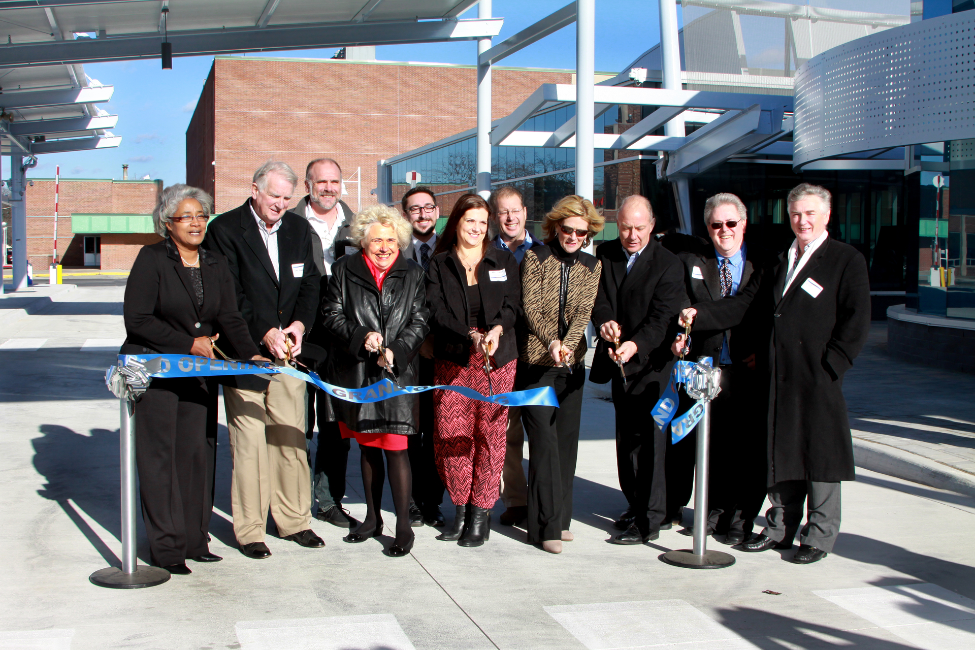 From left to right, Anita Ashford, Blue Water Area Transportation Commission vice-chair and Port Huron City Council member; Ray Straffon, former Blue Water Area Transportation Commission chair; Jim Fisher, former Blue Water Area Transportation Commission chair; Linda Bruckner, Blue Water Area Commission chair and Fort Gratiot Township trustee; Ed Smith, representing Candice Miller, U.S. Representative; Janet Geissler, Michigan Department of Transportation supervisor; Dan Lauwers, Michigan representative; Pauline Repp, mayor of Port Huron; Kirk Steudle, P.E., Michigan Department of Transportation director; Jim Wilson, Blue Water Area Transit general manager; and Cliff Schrader, former Blue Water Area Transportation Commission vice-chair.