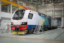 View of the Locomotive KZ8a finalized in Astana plant. View of the Locomotive KZ8a finalized in Astana plant.