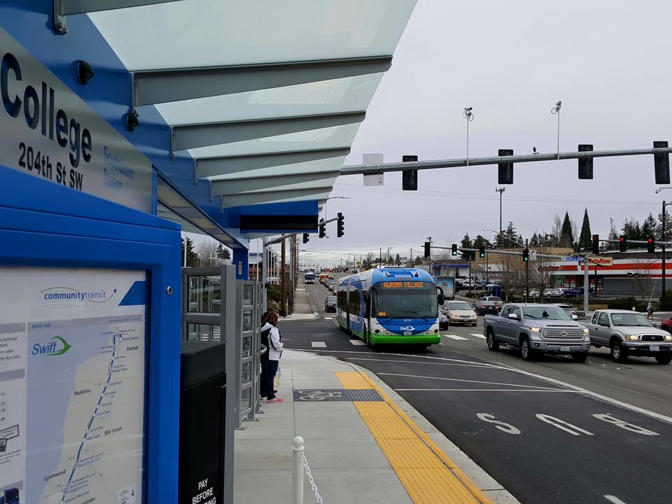 About 1,500 people board buses each weekday at or near Edmonds Community College.