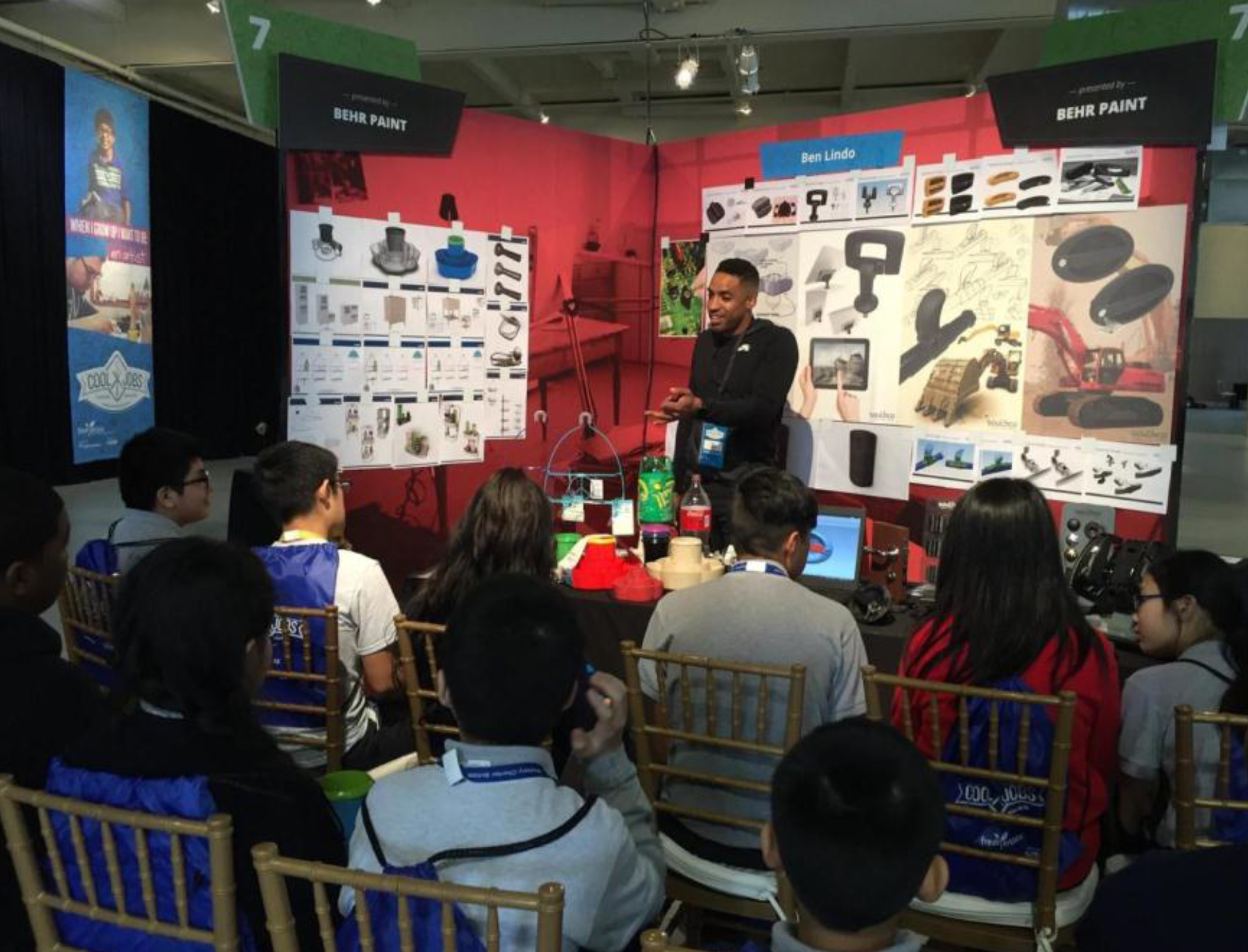 Ben Lindo gives seventh graders in the Philadelphia area a glimpse into his career as an industrial designer at Southco, Inc.