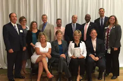 PSTA Board members and staff accept an award for Transportation & Mobility at the 24th Annual Future of the Region Awards luncheon. (Standing L to R) Sean Sullivan, Cassandra Borchers, Heather Sobush, Bill Jonson, Chris Cochran, Mark Deighton, Ken Welch, Woody Brown, Cyndi-Raskin Schmitt. (Seated L to R) Julie Bujalski, Patricia Gerard, Janet Long, Brad Miller. PSTA Board members and staff accept an award for Transportation & Mobility at the 24th Annual Future of the Region Awards luncheon. (Standing L to R) Sean Sullivan, Cassandra Borchers, Heather Sobush, Bill Jonson, Chris Cochran, Mark Deighton, Ken Welch, Woody Brown, Cyndi-Raskin Schmitt. (Seated L to R) Julie Bujalski, Patricia Gerard, Janet Long, Brad Miller.