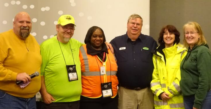 Pictured from left to right: Lenny Howard, TAM Executive Director; First Place Winner James Kisner, Garrett County Community Action Agency; Third Place Winner Vanessa Greene, Transdev; Second Place Winner Bruce Mayberry, Cecil Transit; Jeannie Fazio, Maryland Transit Administration; Nancy Norris, TAM Board President, Transit Services of Frederick County.