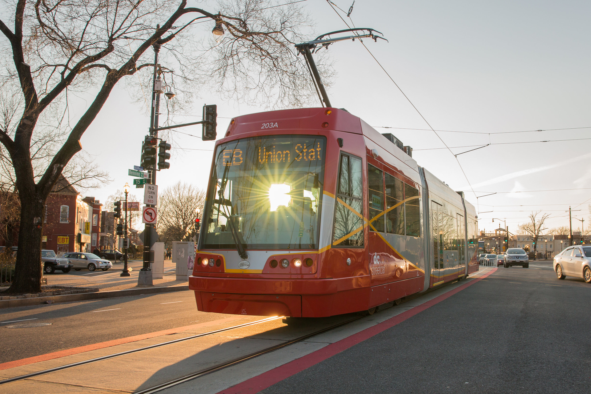 The DC Streetcar en route.