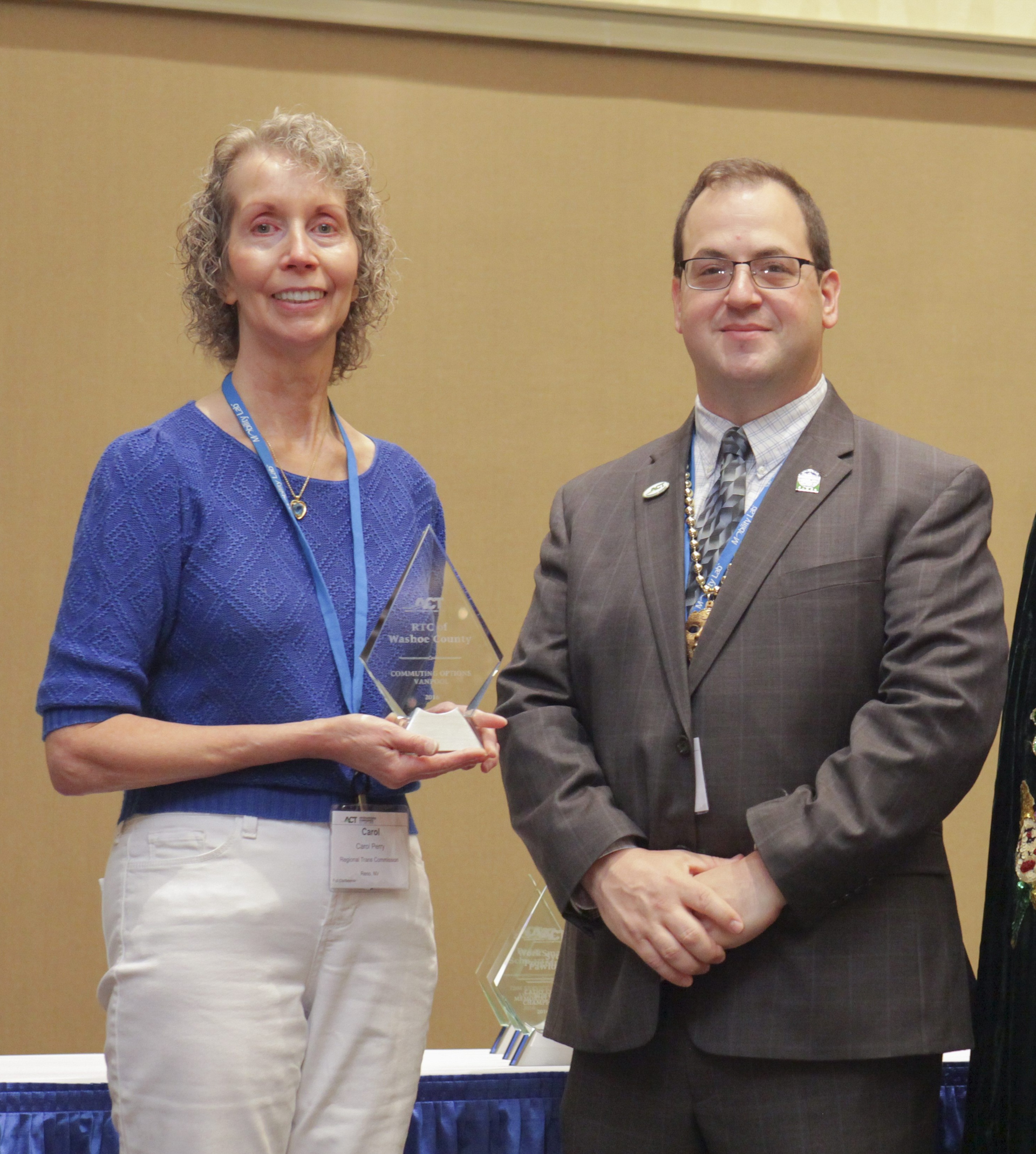 RTC Trip Reduction Specialist Carol Perry and Association for Commuter Transportation Executive Director David Straus.