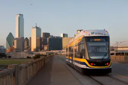 A Brookville Liberty Streetcar crosses the Houston Street Viaduct in Dallas without the use of overhead wire. The American manufacturer shipped its fourth Liberty Streetcar to Dallas the week of July 25, 2016. A Brookville Liberty Streetcar crosses the Houston Street Viaduct in Dallas without the use of overhead wire. The American manufacturer shipped its fourth Liberty Streetcar to Dallas the week of July 25, 2016.