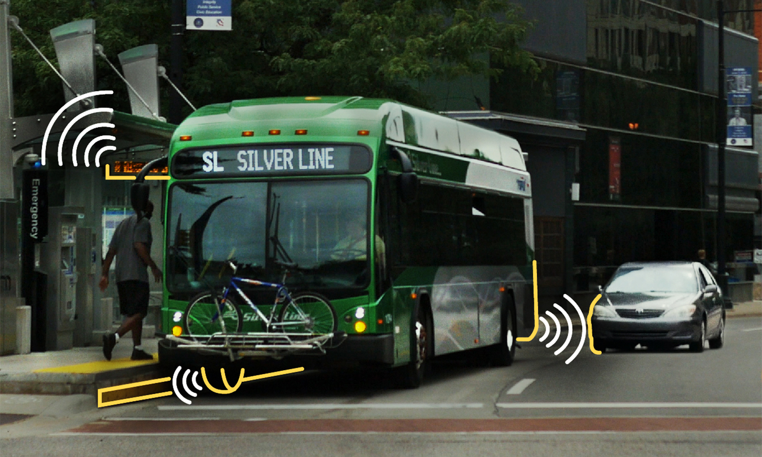 Autonomous technology could bring many benefits to bus rapid transit: improved safety through side and rear collision detection; true precision docking, allowing the buses to get as close to the curb as possible; and, greater ability to adapt to demand and add capacity as needed by sending messages from the stations to operations centers.