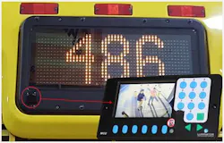 Camera integrated into rear sign. Camera integrated into rear sign.