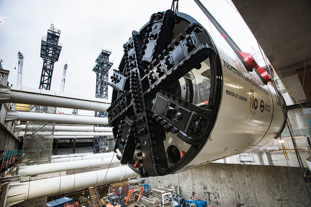 Lowering of the tunnel boring machines.