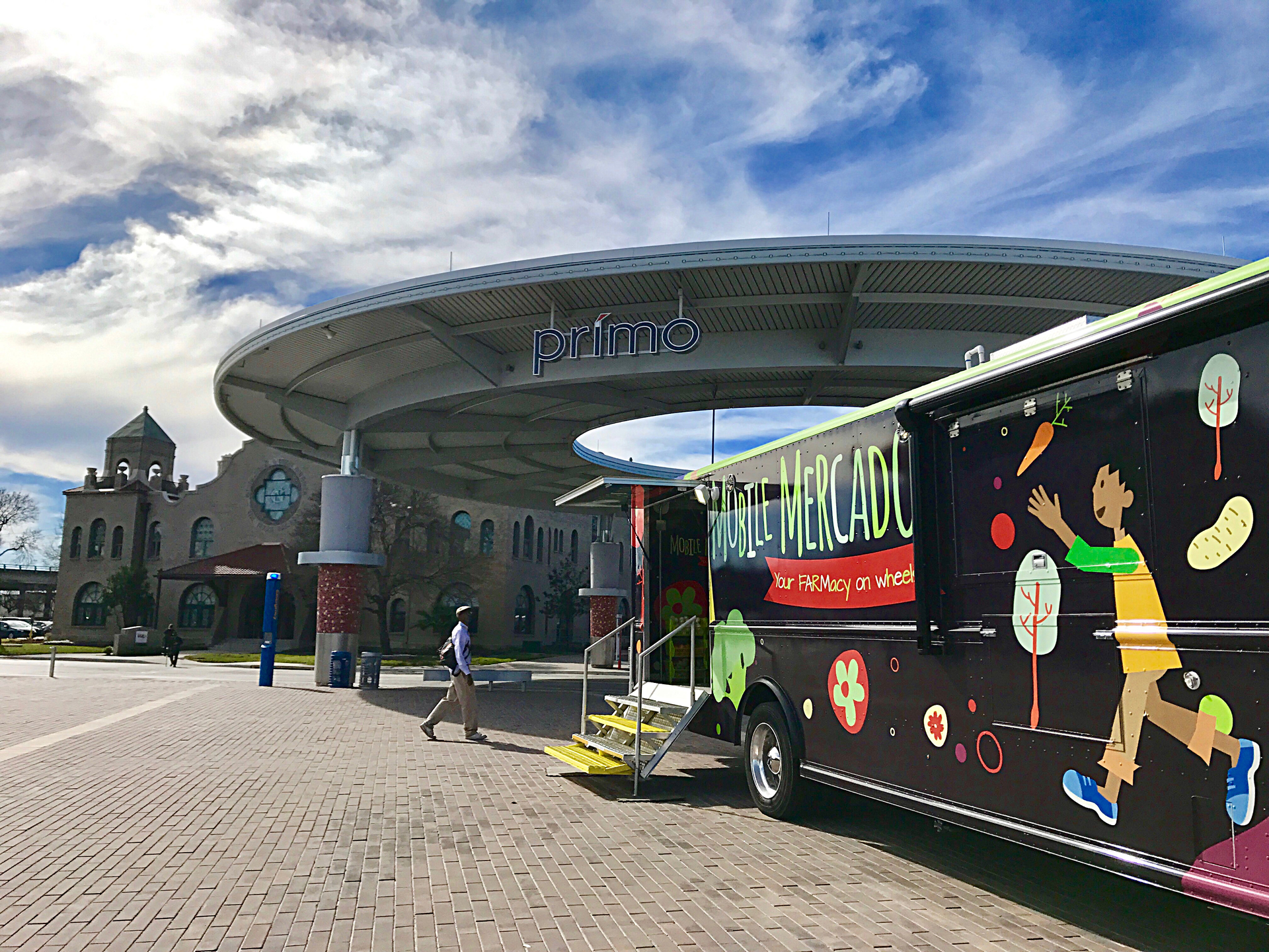 The mini grocery store, farmers market, demonstration kitchen, and teaching tool on wheels improves access to healthy affordable food.
