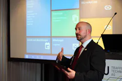 Marc Schaffert, head of sales and branch manager Switzerland, presented the latest developments of the IVU.pad at the 29th User Forum of IVU Traffic Technologies AG in Berlin. Marc Schaffert, head of sales and branch manager Switzerland, presented the latest developments of the IVU.pad at the 29th User Forum of IVU Traffic Technologies AG in Berlin.