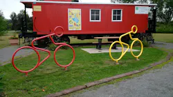 Bike shaped bike racks. Bike shaped bike racks.