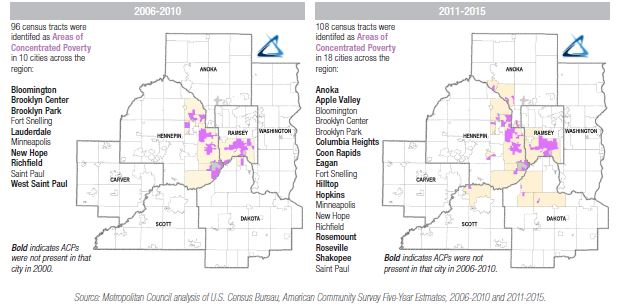 Recent changes in Twin Cities regions area of concentrated poverty.