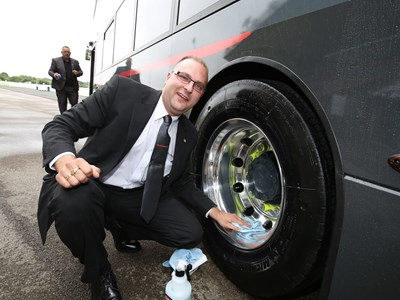 National Express' Matt Jukes polishing the alloys on a low-carbon Platinum.