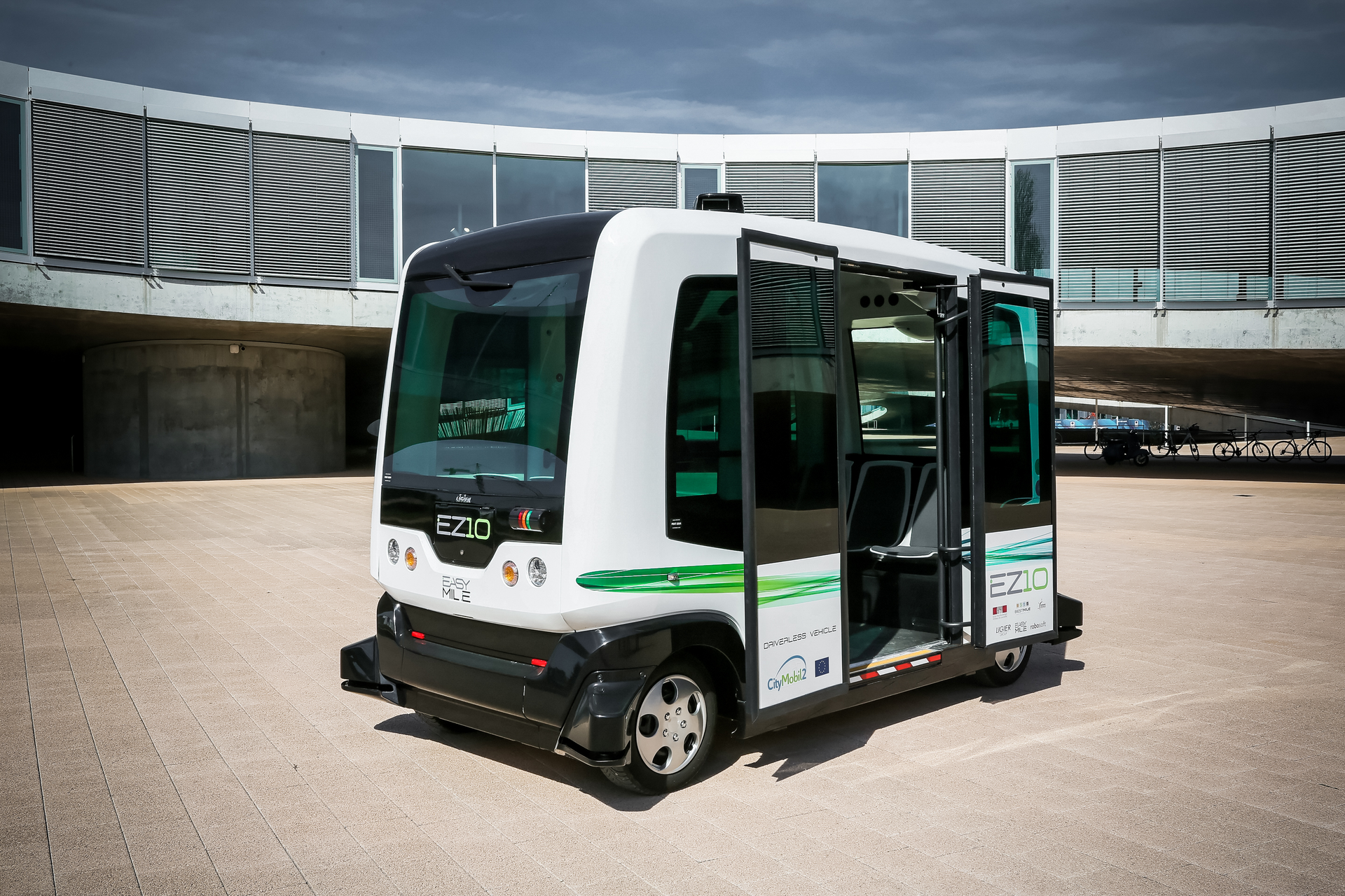 Easymile&rsquo;s EZ10 is a driverless, electric shuttle that can carry up to 12 people.