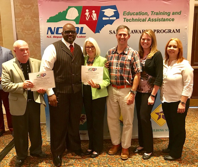 The 2016 Gold Safety Award by NCDOL.