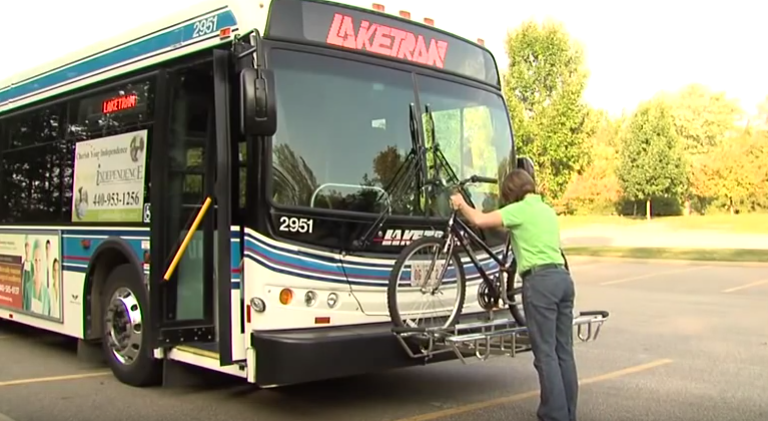 Laketran bus with bike rack.