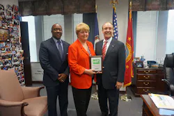 Pictured left to right: Steven Wright, director, Chesapeake Dept. of Economic Development, Linda Keith, chief financial officer, INIT Inc. and Chesapeake Mayor Alan P. Krasnoff. Pictured left to right: Steven Wright, director, Chesapeake Dept. of Economic Development, Linda Keith, chief financial officer, INIT Inc. and Chesapeake Mayor Alan P. Krasnoff.