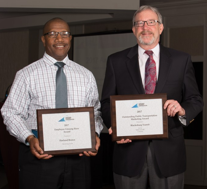 Left to right: Operations Manager Harland Brown, Blacksburg Transit Director Tom Fox.