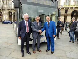 From left to right: GTT's President and CEO Walter Ceresa, President of the Piedmont Region Sergio Chiamparino and Isbrand Ho, managing director of BYD Europe. From left to right: GTT's President and CEO Walter Ceresa, President of the Piedmont Region Sergio Chiamparino and Isbrand Ho, managing director of BYD Europe.