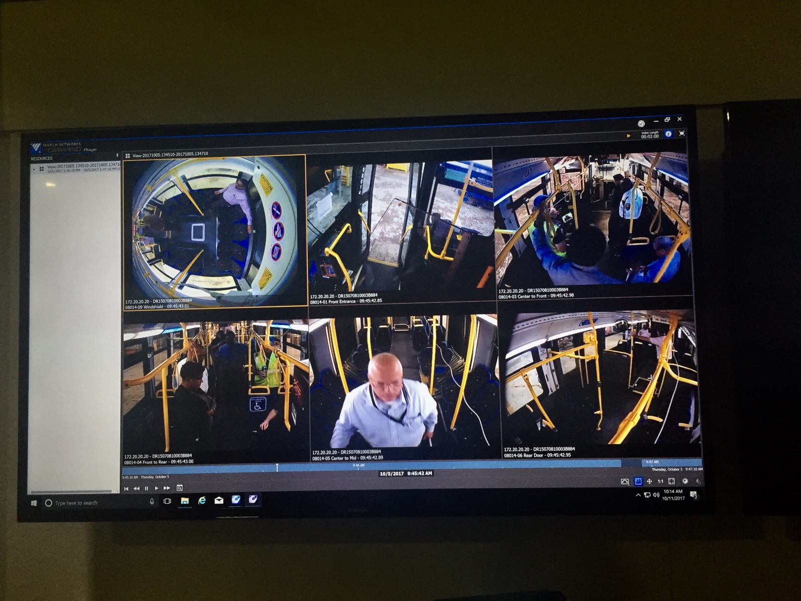 March Networks 360 view of a bus interior.