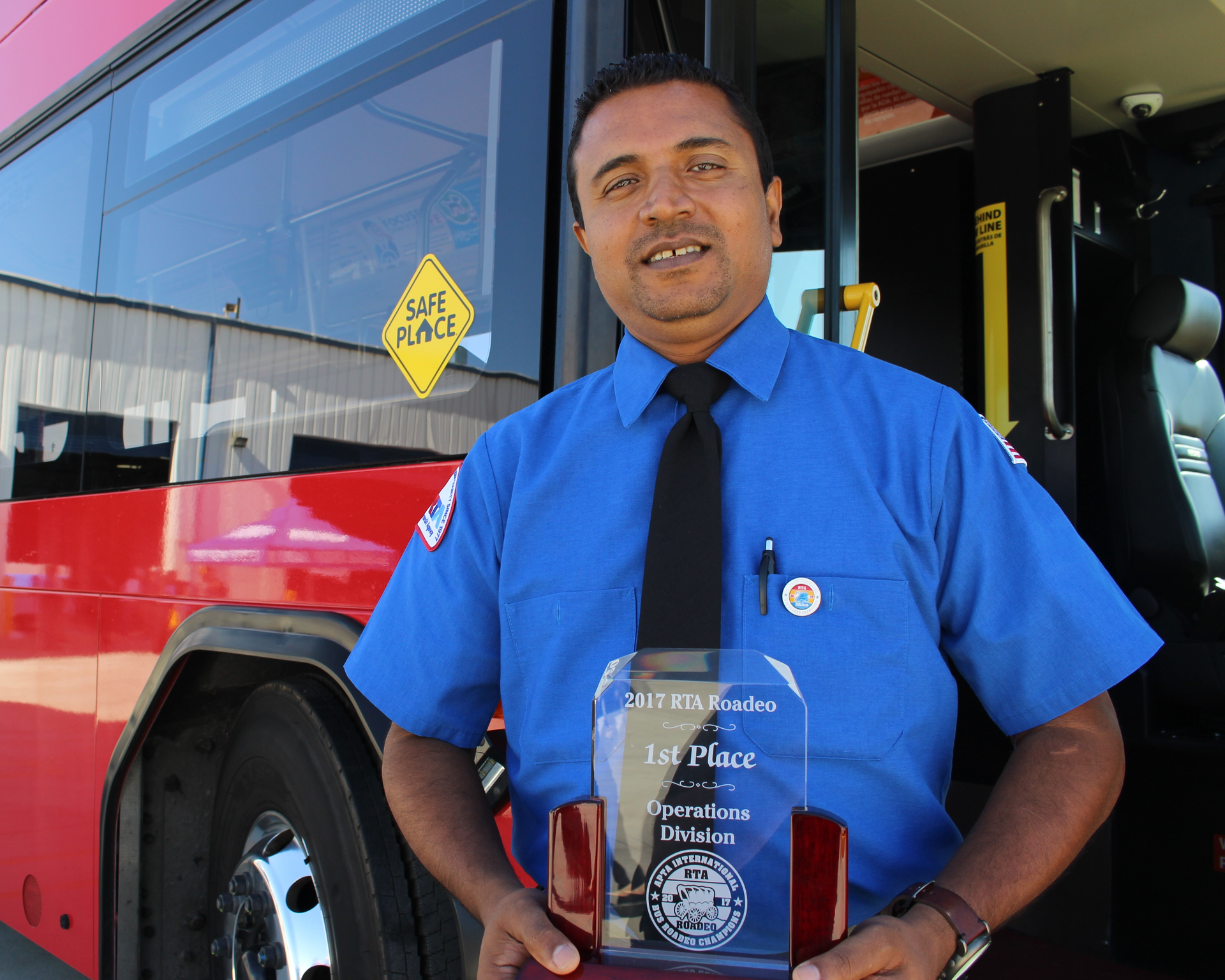 Tharanga Jayasinghe took first place in RTA's Bus Roadeo.