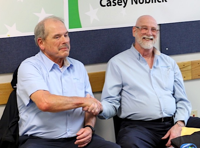 Community Transit bus operators Ron Holmes and Darren &ldquo;Casey&rdquo; Noblick.