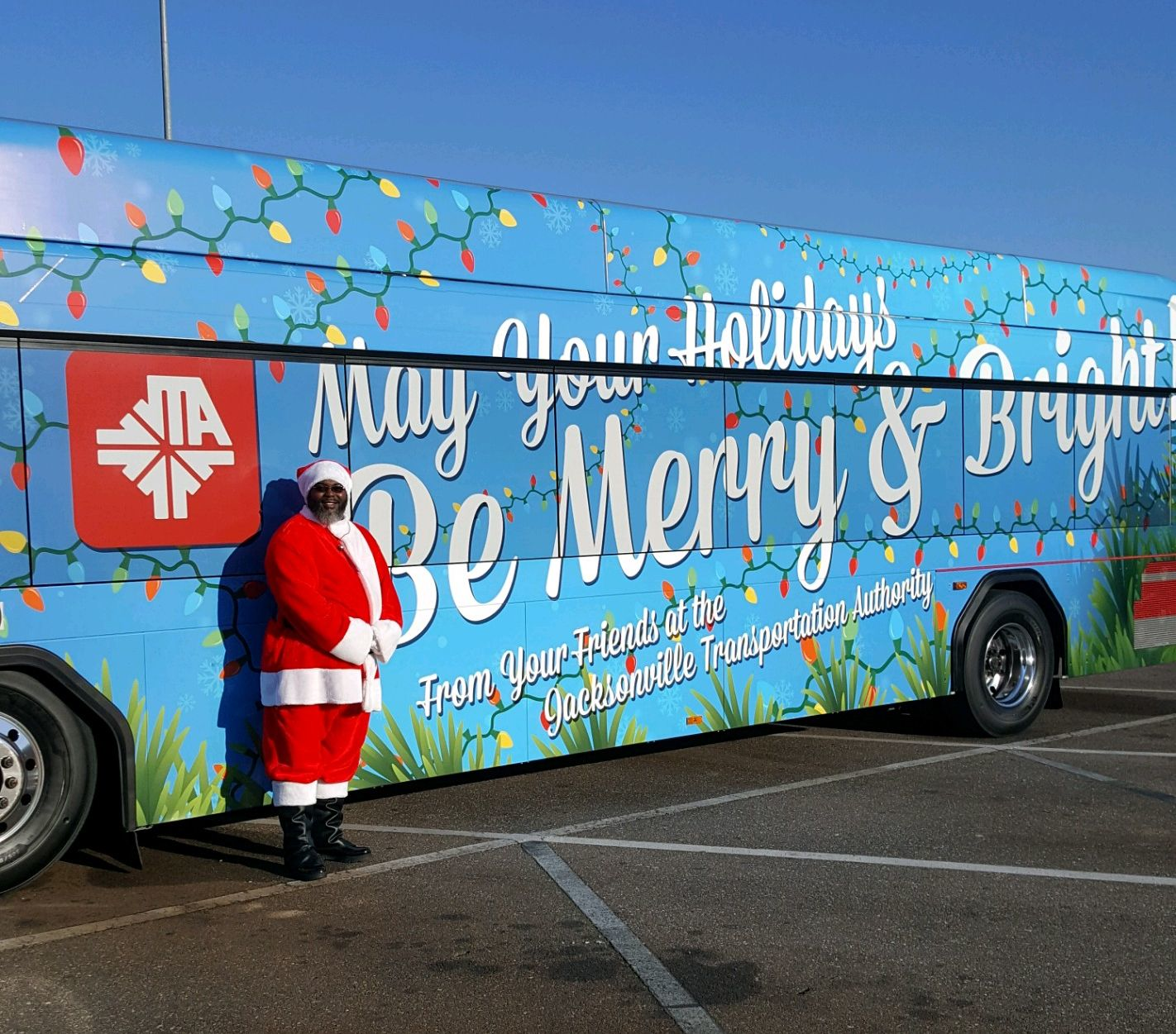 Santa and JTA's 2017 Holiday Bus.
