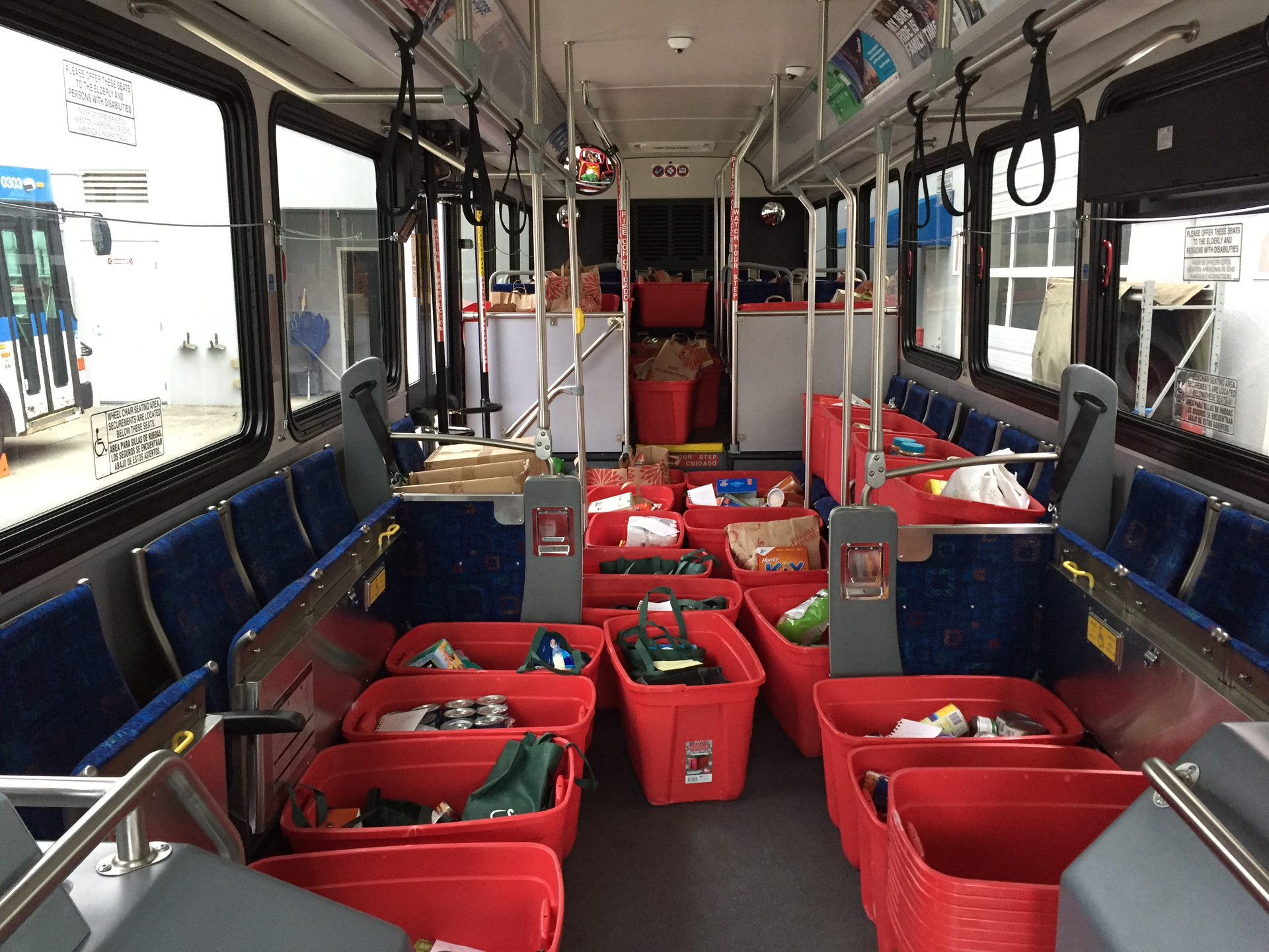 Donations on the bus.