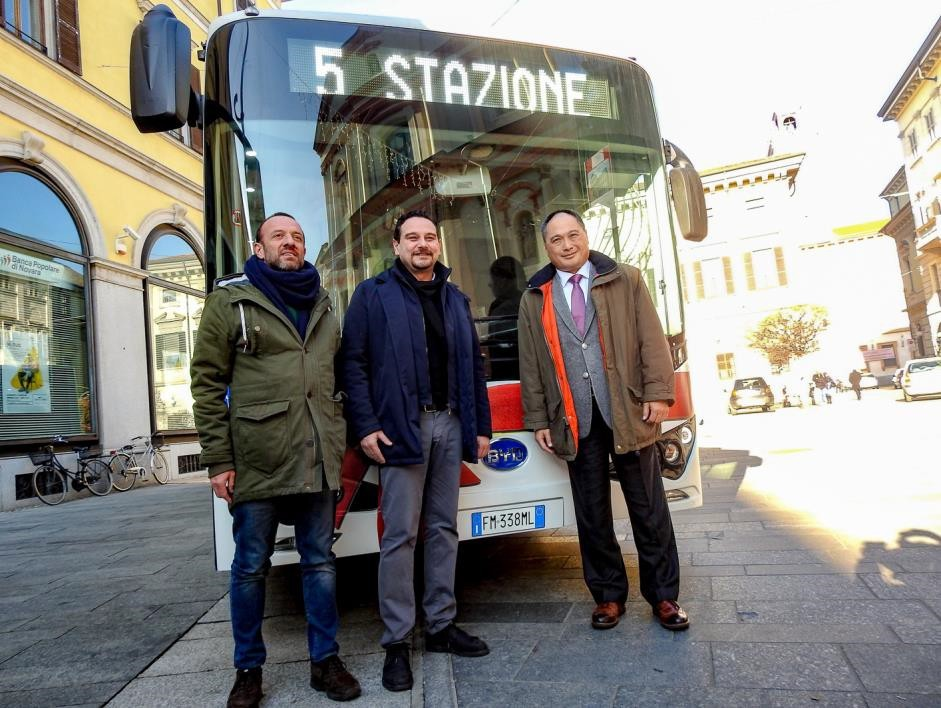 From left to right: Marzio Liuni, director at SUN; Alessandro Canelli, mayor of Novara; and Isbrand Ho, managing director at BYD Europe.