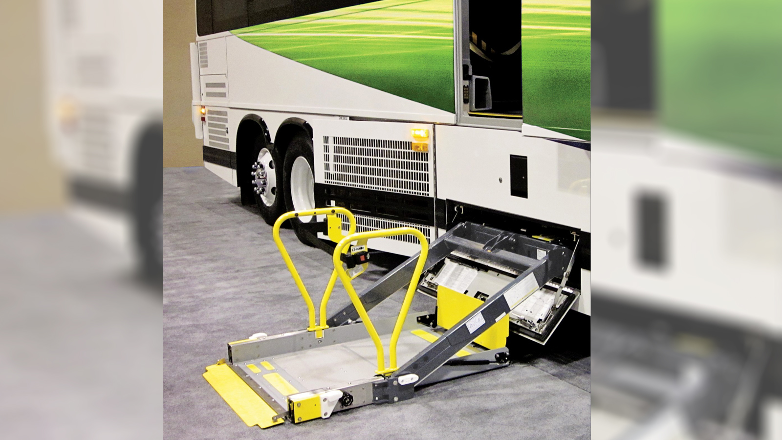 The heavy-duty Ricon Mirage F9TH under-floor wheelchair lift is designed to accommodate heavier loads, up to 800-pounds, including the latest motorized wheelchair models.