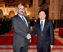 His Majesty Mohammed VI, King of Morocco (Left) with Wang Chuanfu, president and chairman of BYD Company Ltd. at the Royal Palace of Casablanca. His Majesty Mohammed VI, King of Morocco (Left) with Wang Chuanfu, president and chairman of BYD Company Ltd. at the Royal Palace of Casablanca.
