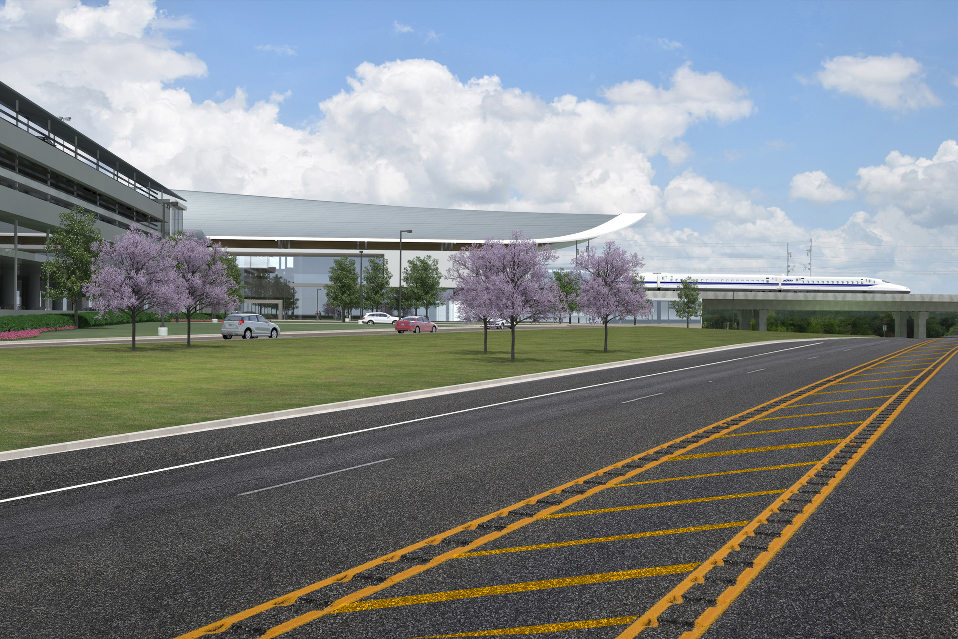 Rendering of the Texas Central Brazos Valley station.