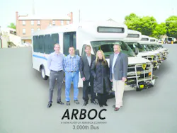 ARBOC Specialty Vehicles has announced the 3000th bus produced in the ARBOC Specialty Vehicles facility. ARBOC Specialty Vehicles has announced the 3000th bus produced in the ARBOC Specialty Vehicles facility.
