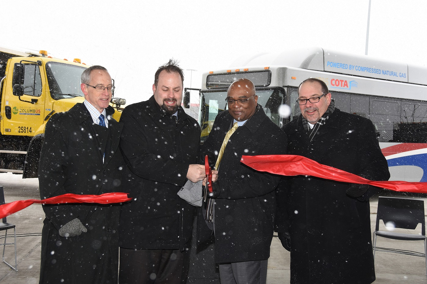 Left to right: Sam Spofforth &ndash; executive director, Clean Fuels Ohio; Emmanuel Remy &ndash; council member, Columbus City Council; Emille Williams &ndash; interim president/CEO, Central Ohio Transit Authority; and Joe Lombardi &ndash; director of finance and management, city of Columbus.
