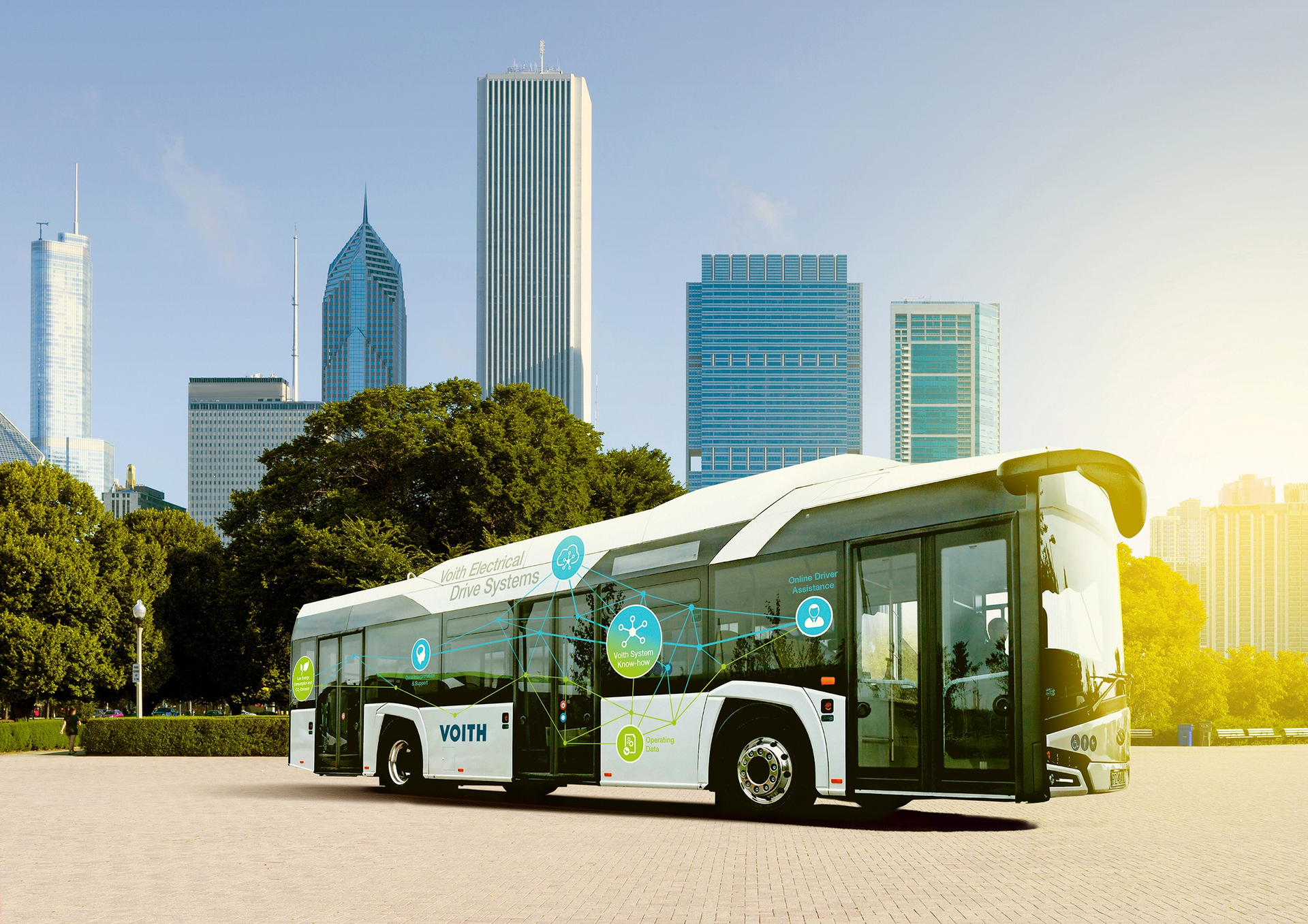 The electric drive system from Voith can be integrated into the vehicles of any bus manufacturer without restrictions.